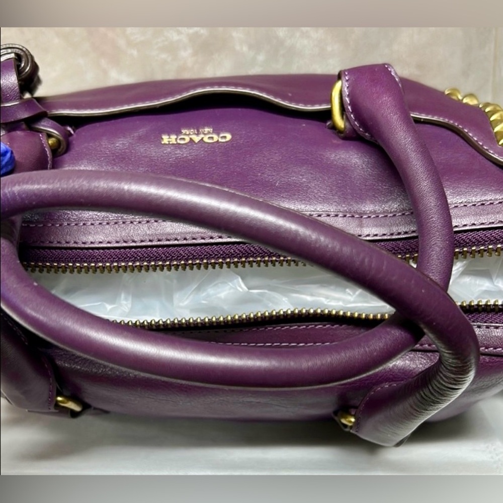 Coach Purple Studded Satchel  Bag - Picture 9 of 13